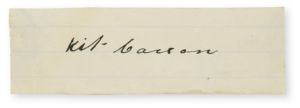 CARSON, CHRISTOPHER (KIT). Clipped Signature, Kit Carson, on a slip of paper.